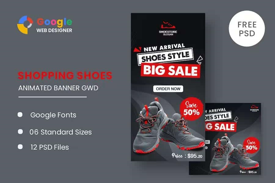SHOES PRODUCTS HTML5 BANNER ADS GWD